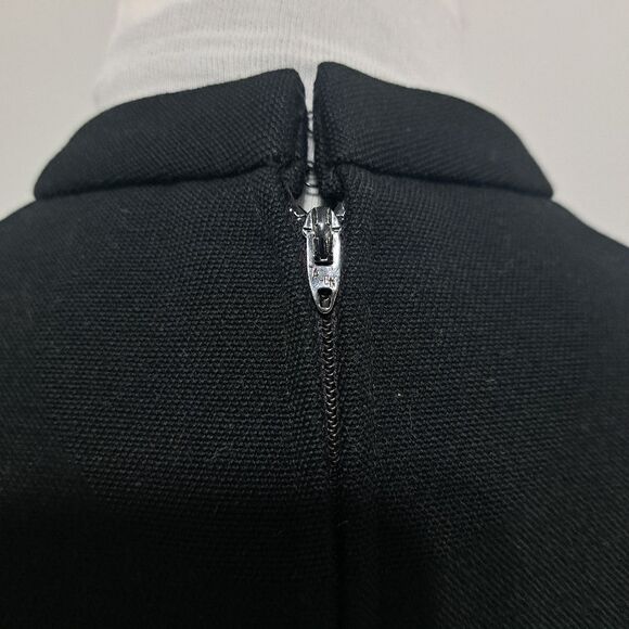 Vintage 80's Minimalist Union Made Talon Wool Blend Fur Trim Detail Black Sz 16 - Picture 11 of 15